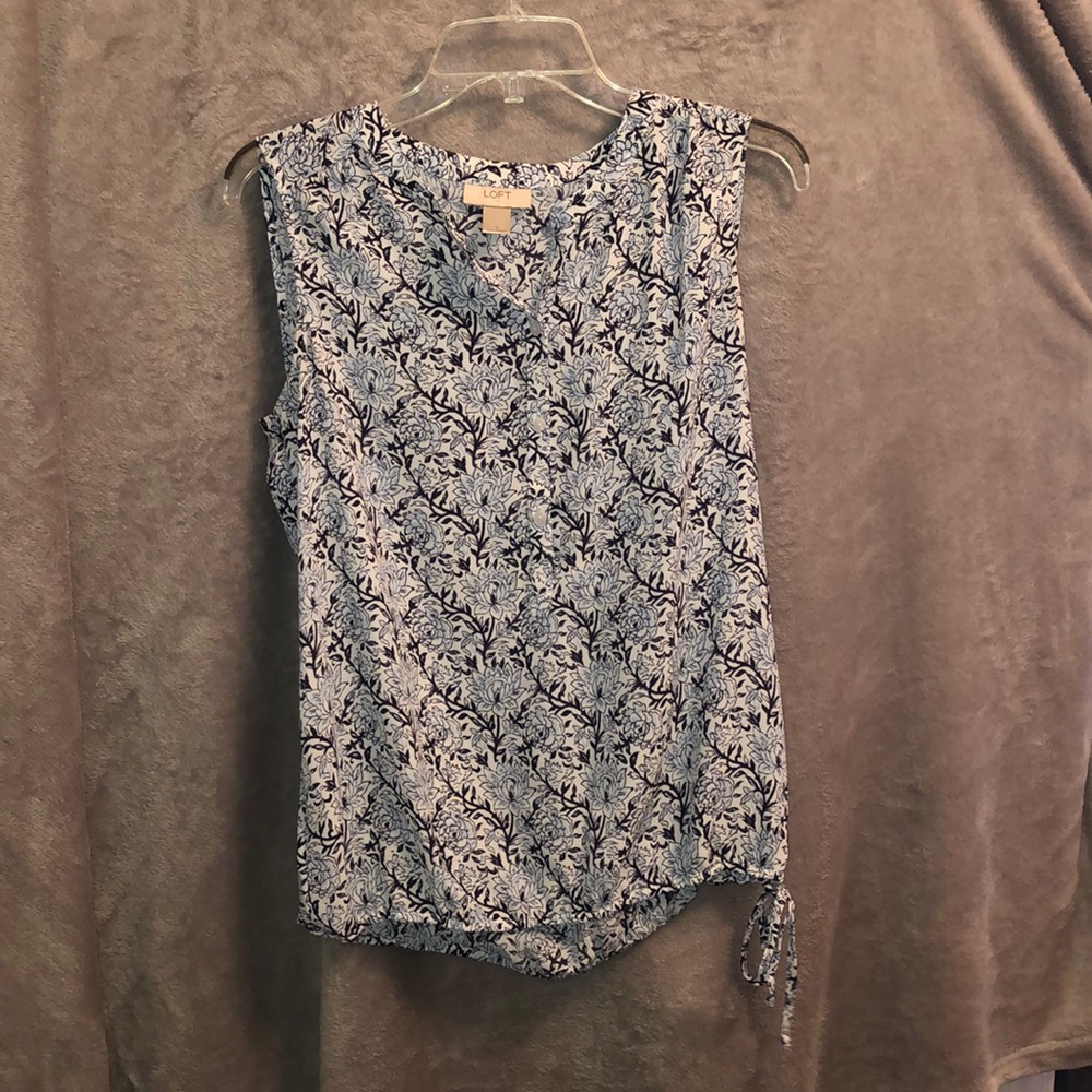 Loft blue and white floral tank